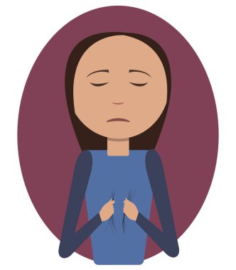 Saç dökülmesi sorunu vektör illüstrasyon ile Kız 