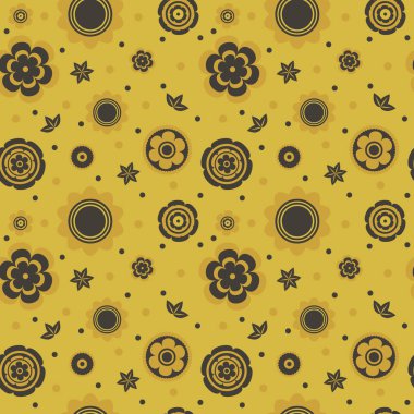 Altın arka planda dikişsiz çiçek deseni