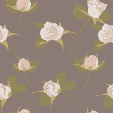 Pastel renkli güller Dikişsiz vektör deseni