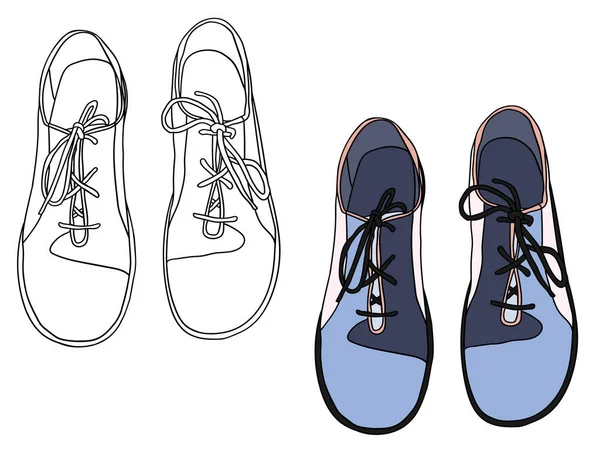 Zapatos Ilustración Vectorial Delineados Coloreados — Vector de stock