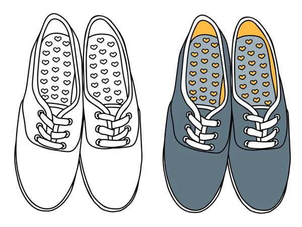 Zapatillas Deporte Ilustración Vectorial Esbozadas Coloreadas — Vector de stock