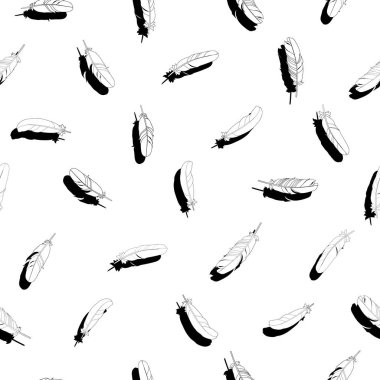 Beyaz tüyler vektör dikişsiz desen izole.