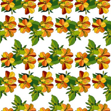 Sonbahar renk çiçekleri dikişsiz vektör deseni
