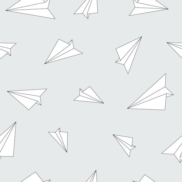 Paper planes vector seamless pattern
