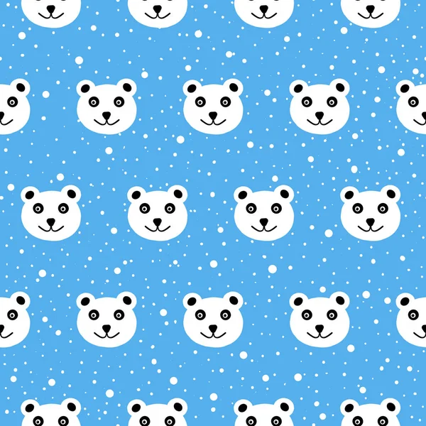 可爱的北极熊和雪平矢量无缝模式 — 图库矢量图片