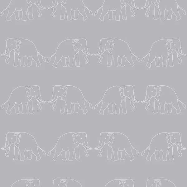 大象灰线矢量无缝图案 — 图库矢量图片