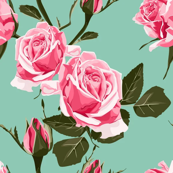 みすぼらしいシックなピンクのバラ ヴィンテージシームレスなパターン ウェブとプリントのための古典的なチンツ花の繰り返し背景 ラスターバージョン 春の気分 デザイン テキスタイル 背景のための花のテクスチャ — ストックベクタ