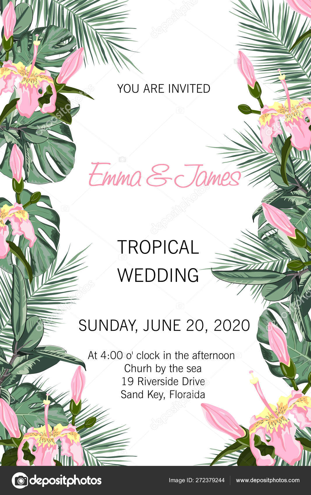 Wedding Event Invitation Card Template Exotic Tropical Jungle Inside Event Invitation Card Template