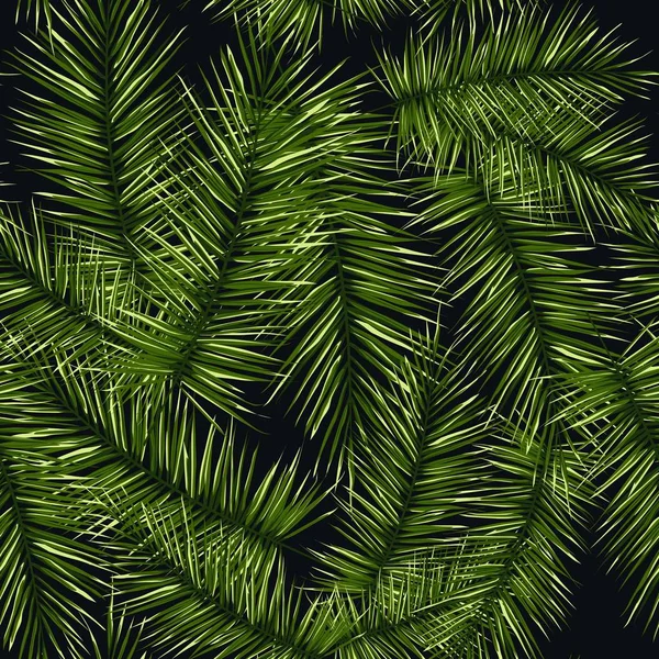 Fondo Tropical Oscuro Con Plantas Selva Patrón Tropical Vector Inconsútil — Archivo Imágenes Vectoriales