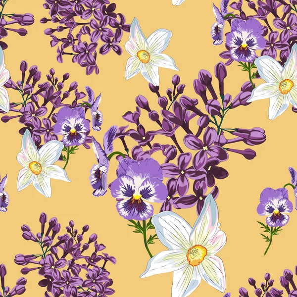 Módní Květinové Vzory Mnoha Květinách Jarní Bezproblémové Schéma Tisk Nádhernými — Stockový vektor