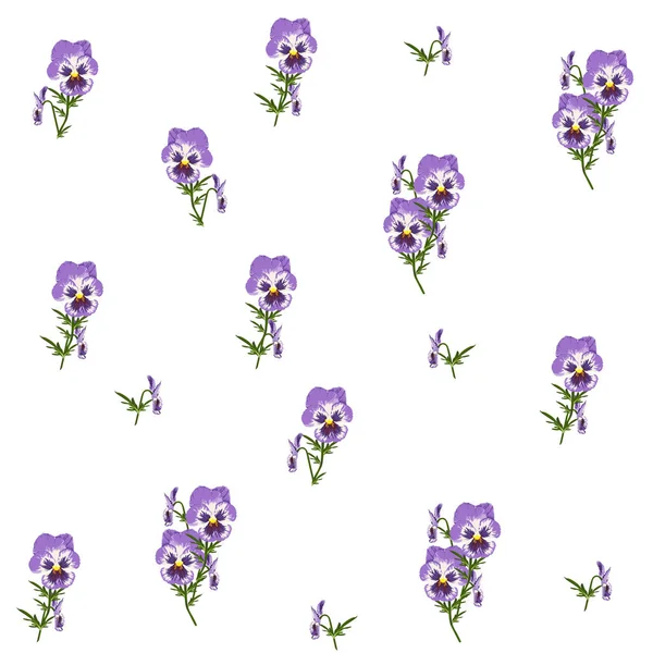 Pola Elegan Dekoratif Dengan Bunga Viola Skala Kecil Pada Latar - Stok Vektor