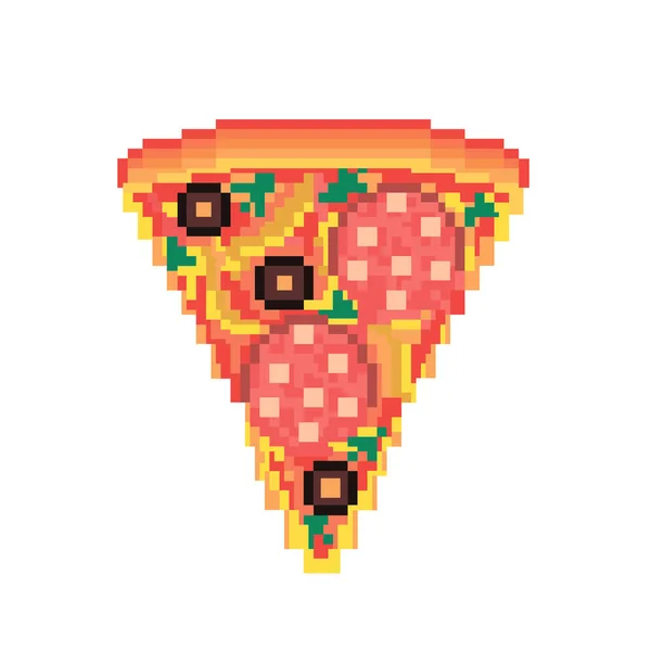 Restauration Rapide Pizza Pixel Art Pizza Ancienne Nourriture Vintage — Image vectorielle