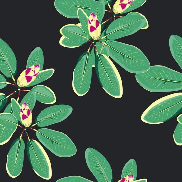 熱帯の花 ジャングルの葉 花の楽園 美しいシームレス花柄背景 エキゾチックなプリント — ストックベクタ