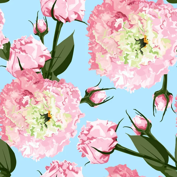 Fleur Motif Délicat Fleurs Eustoma Lysianthus Belles Fleurs Jardin Roses — Image vectorielle
