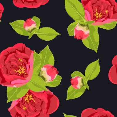 Vintage renk bahar yaz çiçekleri - çiçek arka plan - tasarım, baskı, tekstil, defter için dikişsiz desen - vektör. Karanlık zemin. 
