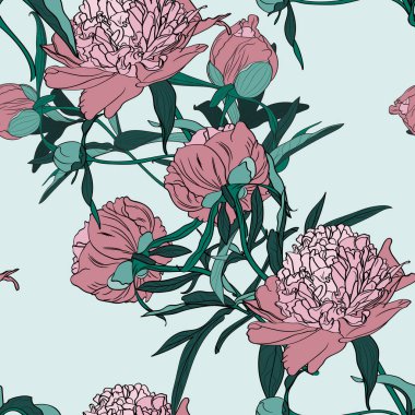 Nane arka plan üzerinde zarif dikişsiz şakayık desen. Vintage tasarım için çiçek karo deseni. Vektör çizimi.