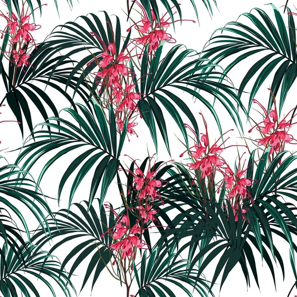 Тропический Фон Джунглями Растений Бесшовный Векторный Тропический Узор Темными Пальмовыми — Бесплатное стоковое фото