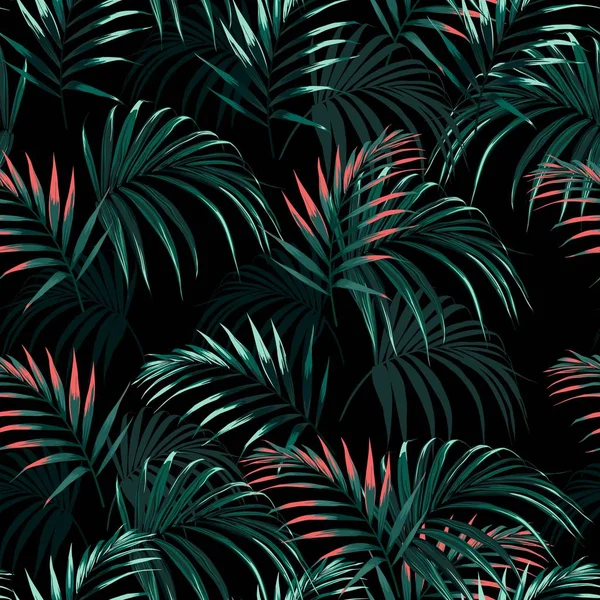 Цветочный Летний Узор Фоне Пальмовых Листьев Перфект Обоев Бэкграундов Веб — стоковый вектор