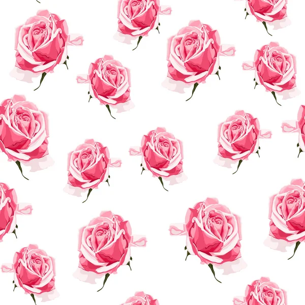 Naadloze Patroon Vector Floral Aquarel Stijl Ontwerp Roze Rozen Bud — Stockvector