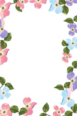 Yeşil renkli bahar yaz vektör tasarım kare kare çerçeve. renkli manolya çiçekleri ve yaprakları. Doğal egzotik kart şablonu. Ortadaki mesaj. Tüm öğeler beyaz arka planda yalıtılır. 