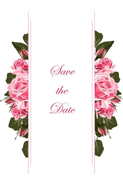 Διανύσματα Κάθετα Πανό Τριαντάφυλλα Κήπου Λουλούδια Λευκό Φόντο Ρομαντικό Σχεδιασμό — Διανυσματικό Αρχείο