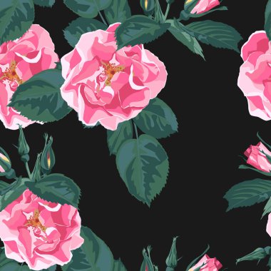 Güller ile tropik yaz boyama vektör deseni 