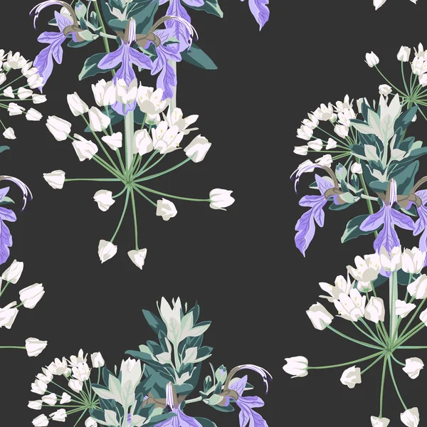 Τροπικό Καλοκαίρι Ζωγραφική Διανυσματικό Μοτίβο Όμορφα Λουλούδια — Διανυσματικό Αρχείο