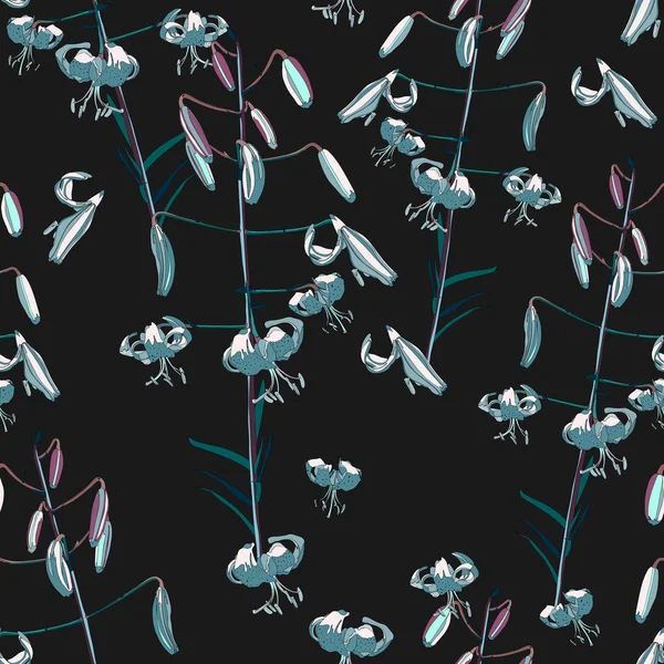 Tropic Summer Painting Seamless Vector Pattern Lilies — Free Stock Photo