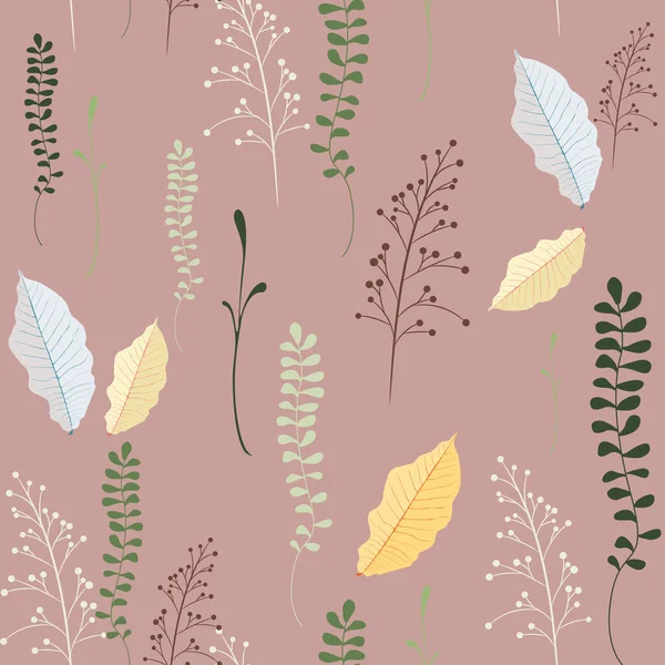 Motif Floral Sans Couture Illustration Des Herbes Automne — Image vectorielle