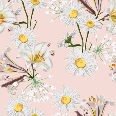 güzel çiçekler desen arka plan vektör illüstrasyon