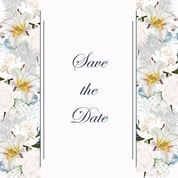 Διανυσματική Απεικόνιση Της Όμορφης Floral Μοτίβο Της Γαμήλια Πρόσκληση Κάρτα — Διανυσματικό Αρχείο
