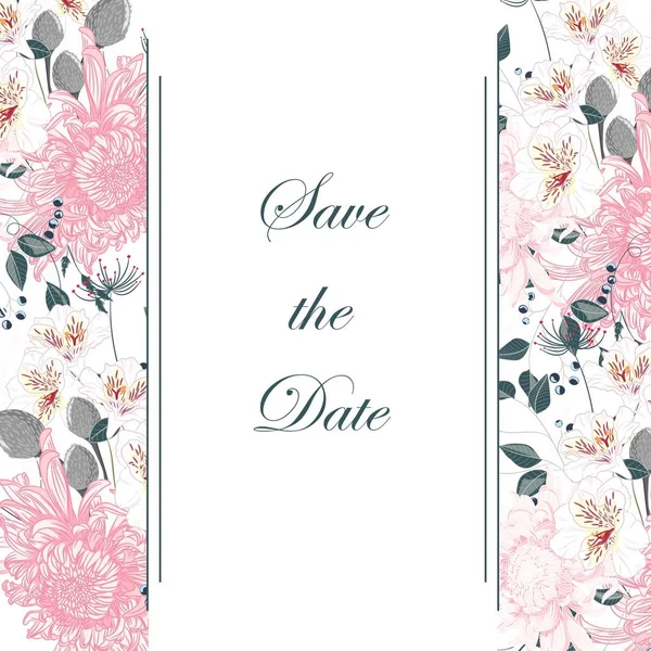 Vektor Illustration Der Schönen Floralen Muster Der Hochzeitseinladungskarte — Stockvektor