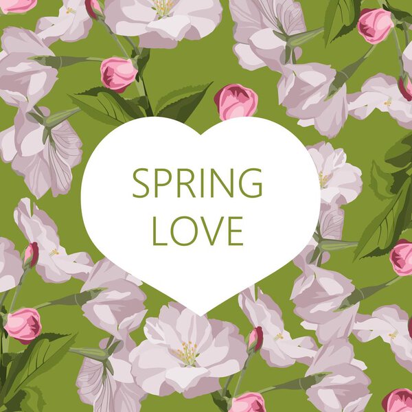 векторная иллюстрация красивого фона цветочных узоров с весенней любовью
