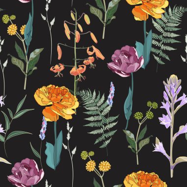 güzel çiçekler desen arka plan vektör illüstrasyon
