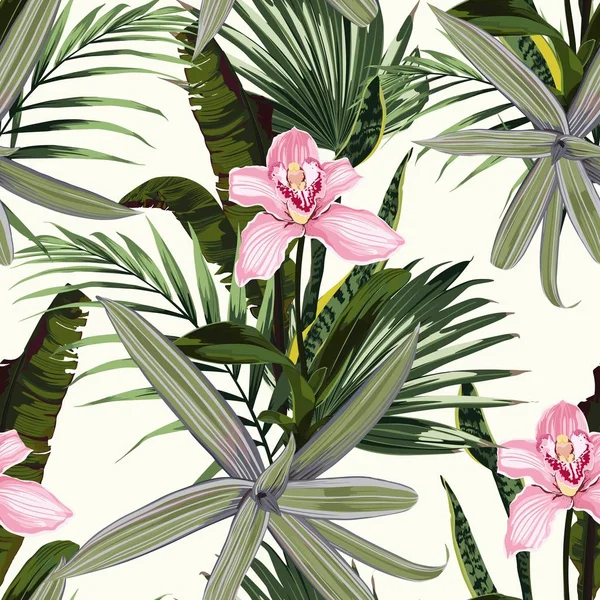 Vector Ilustración Fondo Hermoso Patrón Floral Tropical Verano — Vector de stock