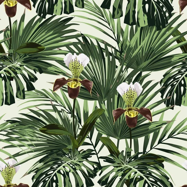 美丽的夏季热带花卉图案背景的矢量插图 — 图库矢量图片