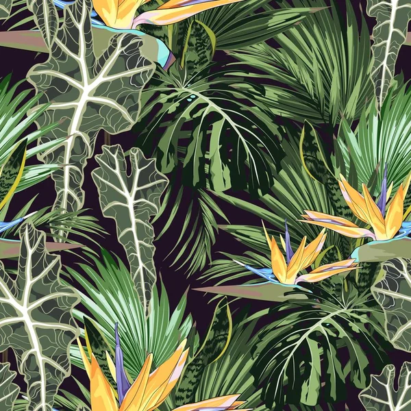 Illustration Vectorielle Beau Fond Floral Tropical Été — Image vectorielle