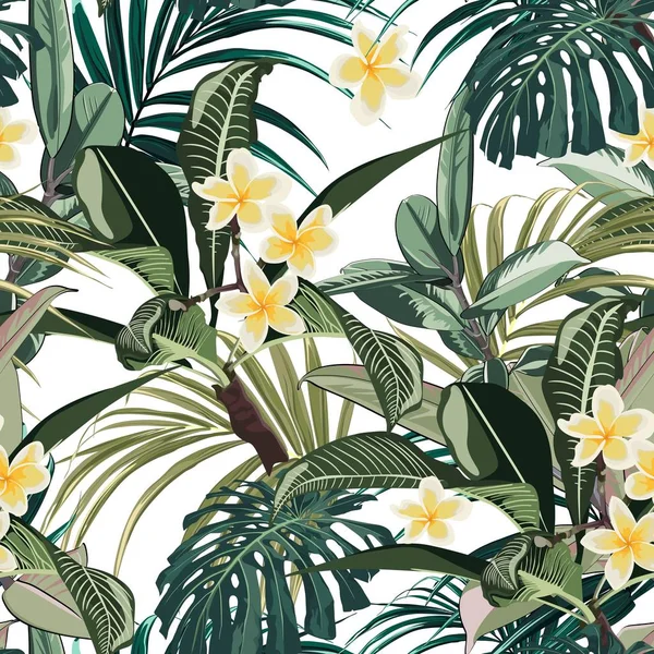Διανυσματική Απεικόνιση Του Όμορφου Καλοκαιριού Τροπικό Floral Μοτίβο Φόντο — Διανυσματικό Αρχείο