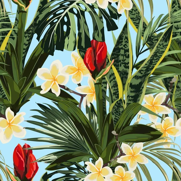 Vector Ilustración Fondo Hermoso Patrón Floral Tropical Verano — Archivo Imágenes Vectoriales