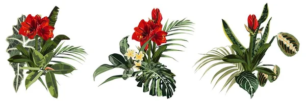 Ilustracja Kwiatowy Lato Piękny Tropikalny Tło Wektor Wzór — Wektor stockowy