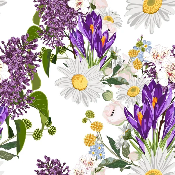 Vektorová Ilustrace Pozadí Vzorku Krásných Květin — Stockový vektor