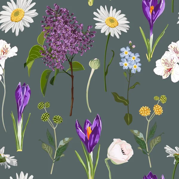 Vektor Illustration Vackra Blommor Mönster Bakgrund — Stock vektor