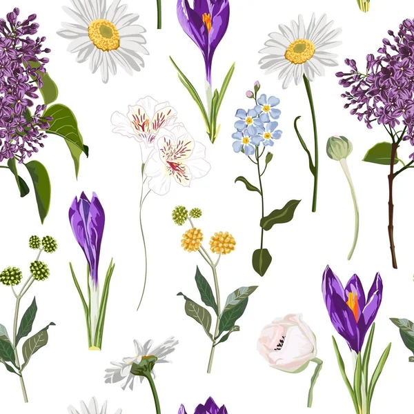 Vektorová Ilustrace Pozadí Vzorku Krásných Květin — Stockový vektor