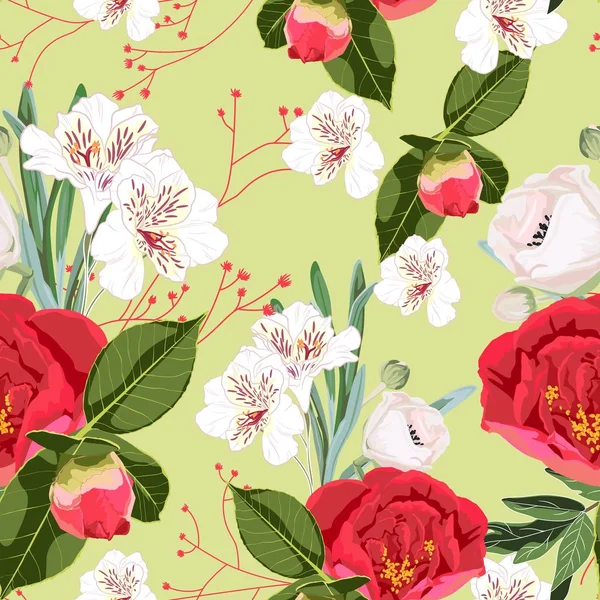 Vektor Illustration Vackra Blommor Mönster Bakgrund — Stock vektor