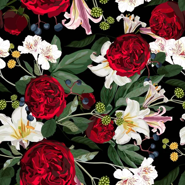 Vector Ilustración Flores Hermosas Patrón Fondo — Archivo Imágenes Vectoriales