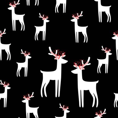 geyik ile kış şenlikli tatil kart desen vektör illüstrasyon