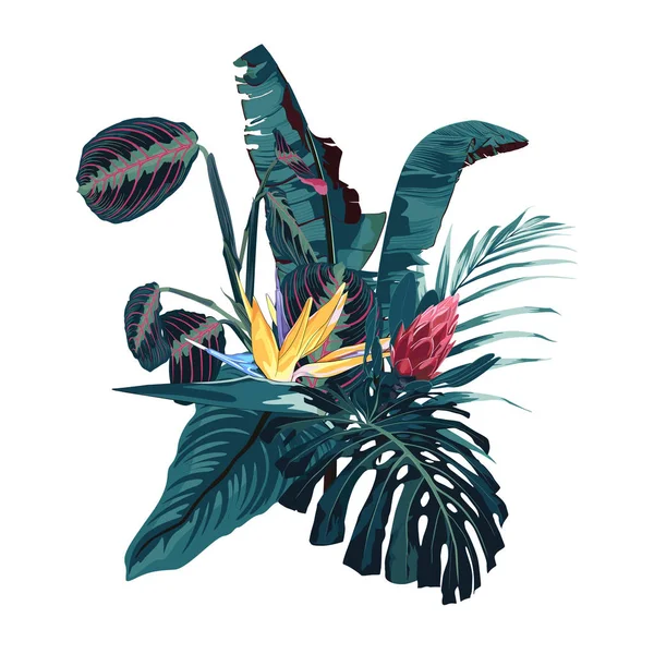 Ilustração Vetorial Verão Bonito Padrão Floral Tropical Fundo — Vetor de Stock