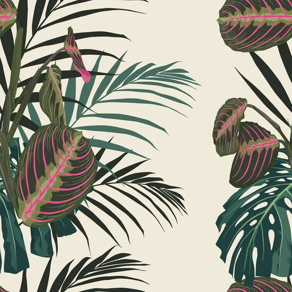 Vector Ilustración Fondo Hermoso Patrón Floral Tropical Verano — Vector de stock