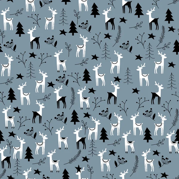 Διανυσματική Απεικόνιση Του Χειμώνα Εορταστικές Αργίες Μοτίβο Ελάφια — Διανυσματικό Αρχείο