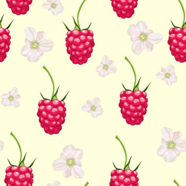 ahududu ve çiçek desen vektör illüstrasyon